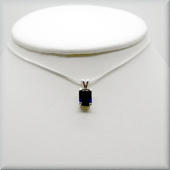 
                  
                    Emerald Cut Sapphire Necklace - September Birthstone - Gemstone Necklace - Bonny Jewelry
                  
                