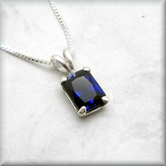 
                  
                    Emerald Cut Sapphire Necklace - September Birthstone - Gemstone Necklace - Bonny Jewelry
                  
                