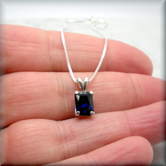 
                  
                    Emerald Cut Sapphire Necklace - September Birthstone - Gemstone Necklace - Bonny Jewelry
                  
                