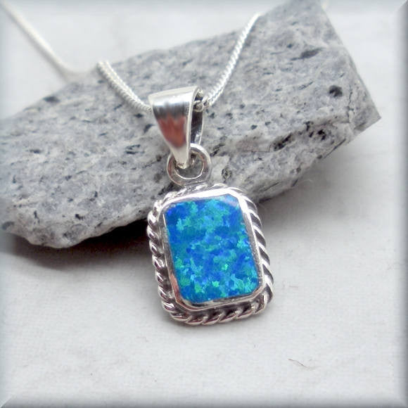 Blue Opal Rope Necklace - October Birthstone Jewelry - Bonny Jewelry