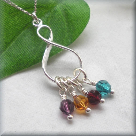Infinity Mothers Birthstone Necklace - Family Keepsake Jewelry