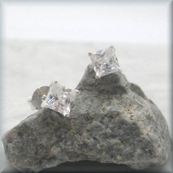
                  
                    Tiny Square Cubic Zirconia Earrings - April Birthstone - Bonny Jewelry
                  
                