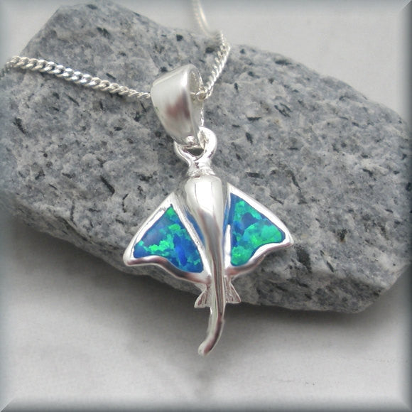 Blue Opal Stingray Necklace - Beach Jewelry