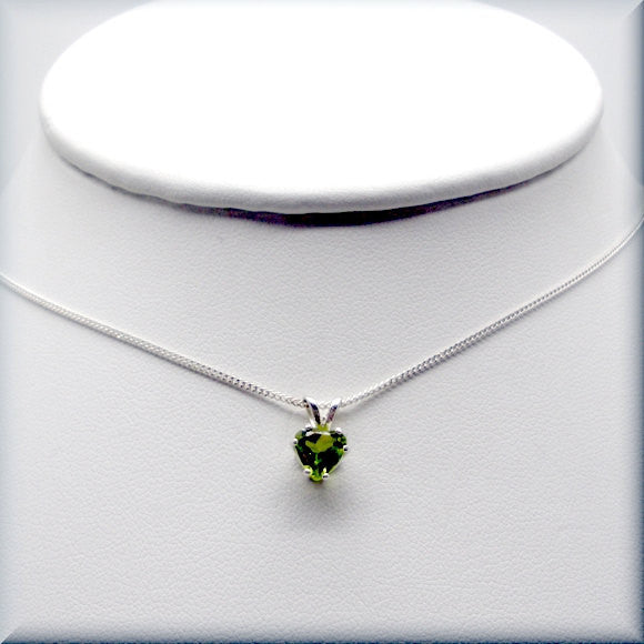 Peridot Heart Necklace - August Birthstone - Gemstone Jewelry - Bonny Jewelry