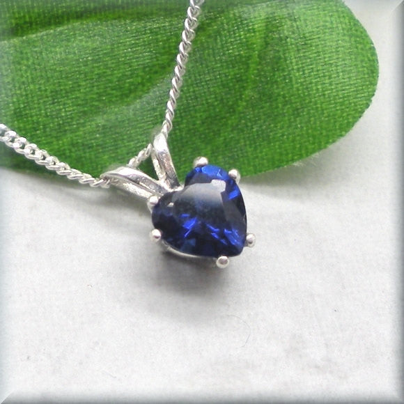 Sapphire Heart Necklace - Gemstone Jewelry - September Birthstone