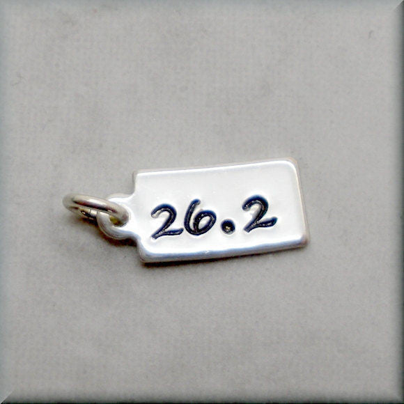 Tiny 26.2 Charm - Distance Running Charm - Handstamped - Bonny Jewelry