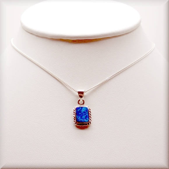 Blue Opal Rope Necklace - October Birthstone Jewelry - Bonny Jewelry
