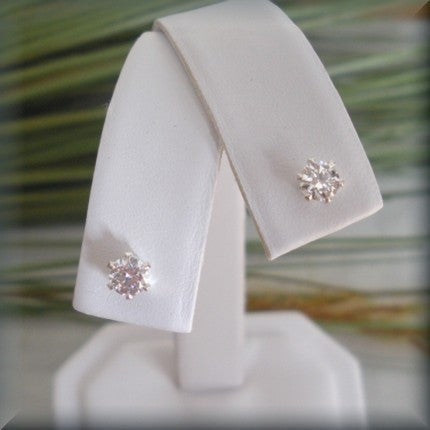 Diamond Cubic Zirconia Post Earrings - April Birthstone - Bonny Jewelry