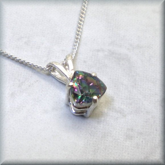 triangle mystic rainbow sterling silver necklace by Bonny Jewelry