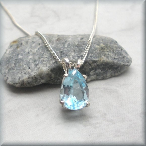 sky blue topaz necklace december birthstone by Bonny Jewelry