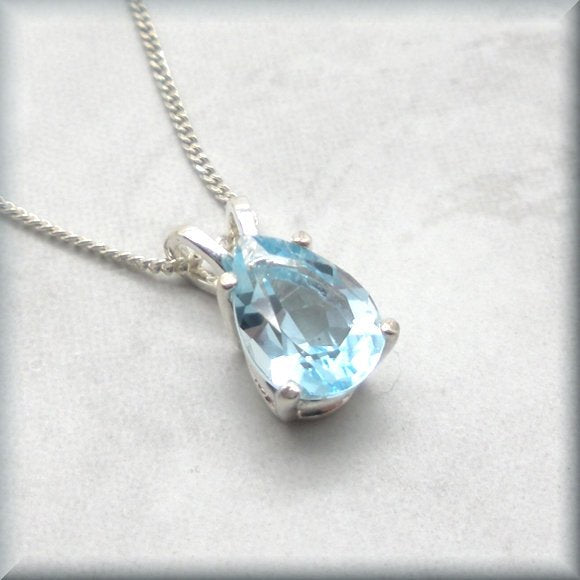 faceted pear cut sky blue topaz necklace by Bonny Jewelry