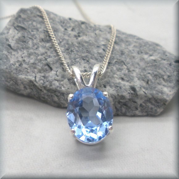 Oval Aquamarine Necklace -  March Birthstone Jewelry