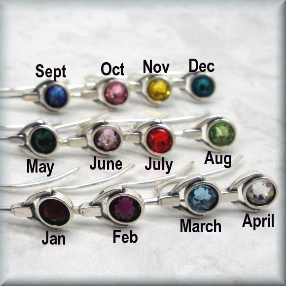 Faceted Swarovski crystal birthstone earrings by Bonny Jewelry