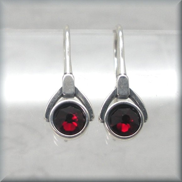 January Birthstone Crystal Earrings - Garnet Red