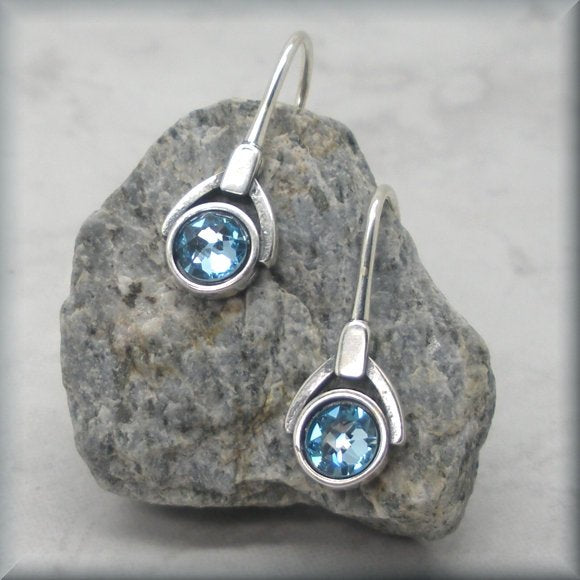March birthstone earrings in sterling silver by Bonny Jewelry