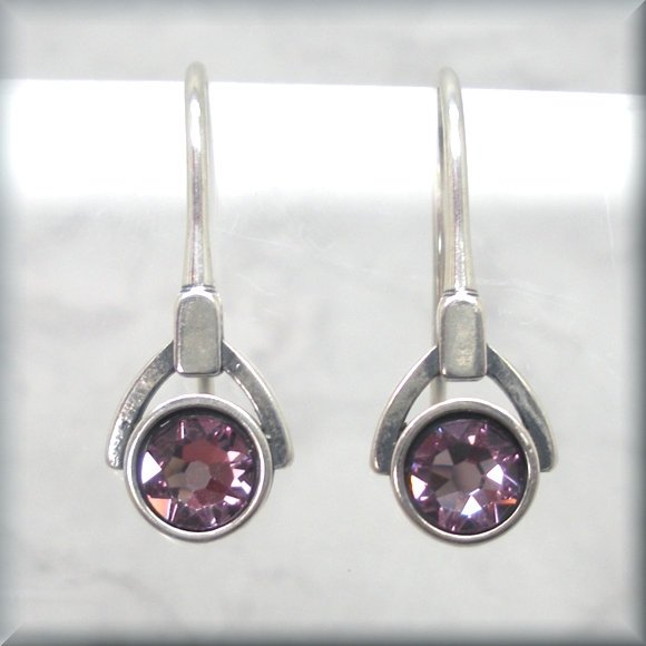 June birthstone crystal earrings in sterling silver by Bonny Jewelry
