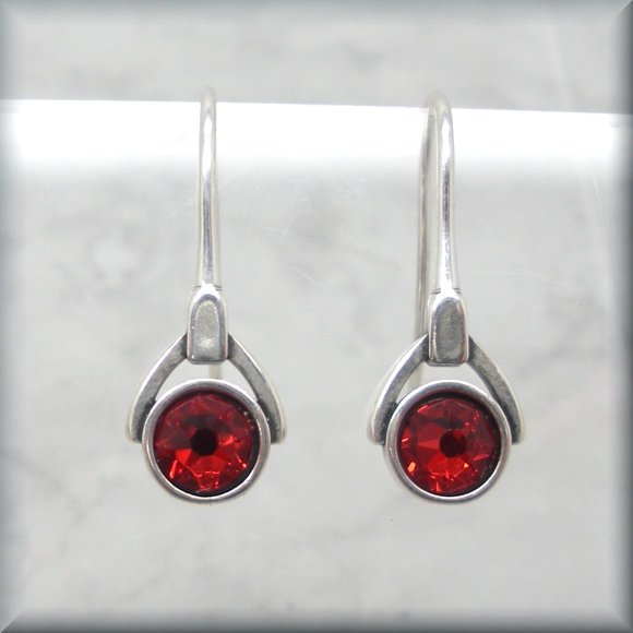 red crystal birthstone earrings by Bonny Jewelry