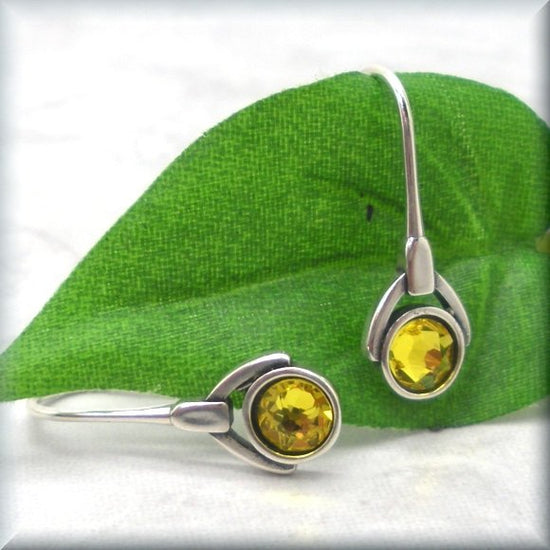 November birthstone crystal earrings in sterling silver by Bonny Jewelry
