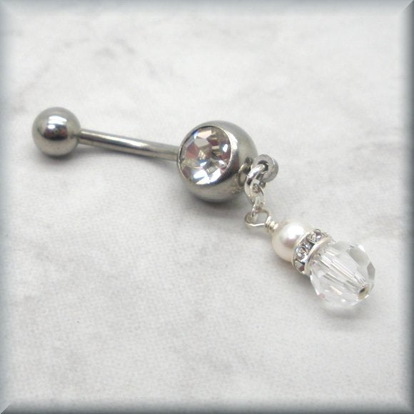 Crystal and Pearl Belly Ring