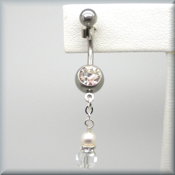 Crystal and Pearl Belly Ring