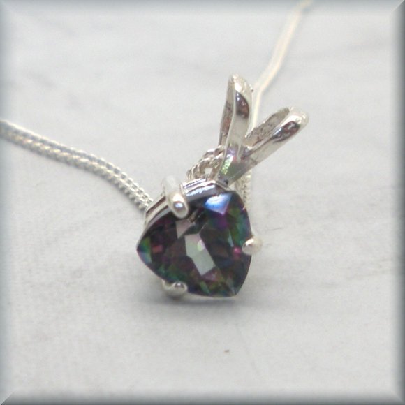 triangle rainbow topaz sterling silver necklace by Bonny Jewelry
