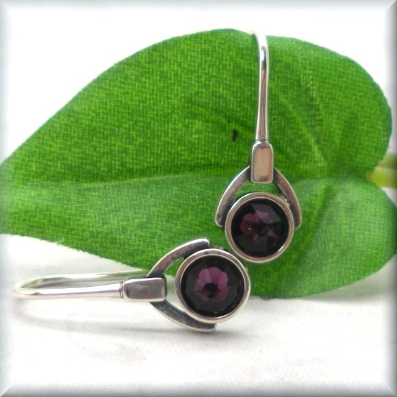 Purple crystal birthstone earrings by Bonny Jewelry