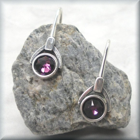 sterling silver amethyst crystal earrings by Bonny Jewelry