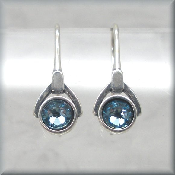 aquamarine crystal earrings in sterling silver by Bonny Jewelry