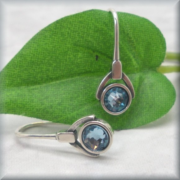 Light blue crystal earrings in sterling silver by Bonny Jewelry
