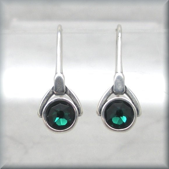 May Crystal Birthstone Earrings - Emerald Green