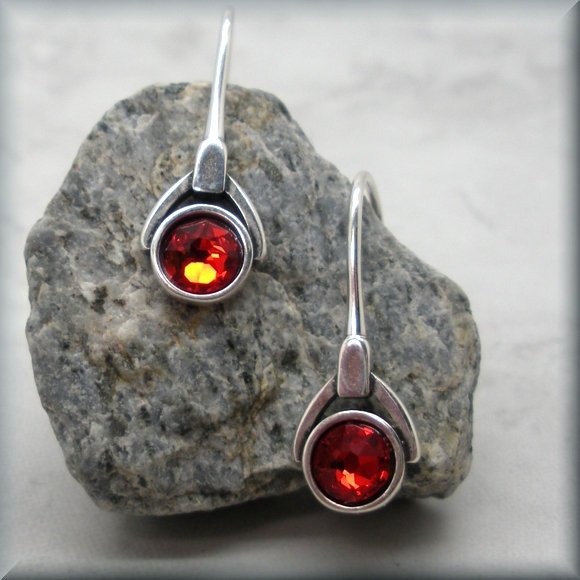 July ruby red birthstone crystal earrings by Bonny Jewelry