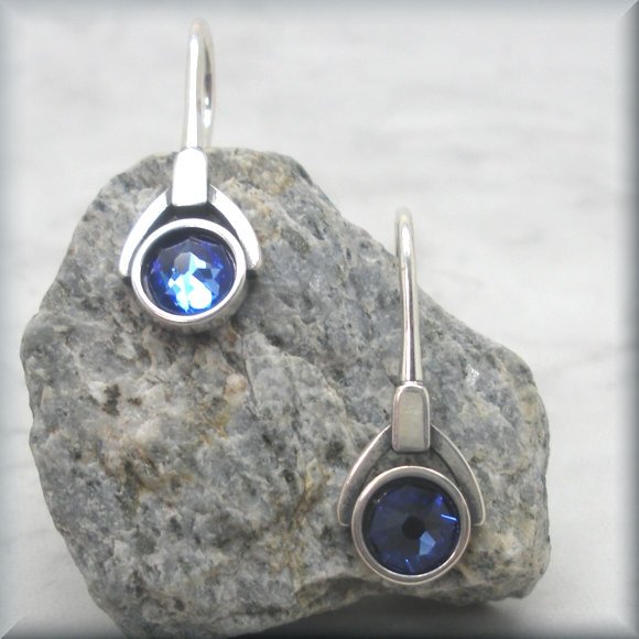 Sapphire blue crystal birthstone earrings by Bonny Jewelry
