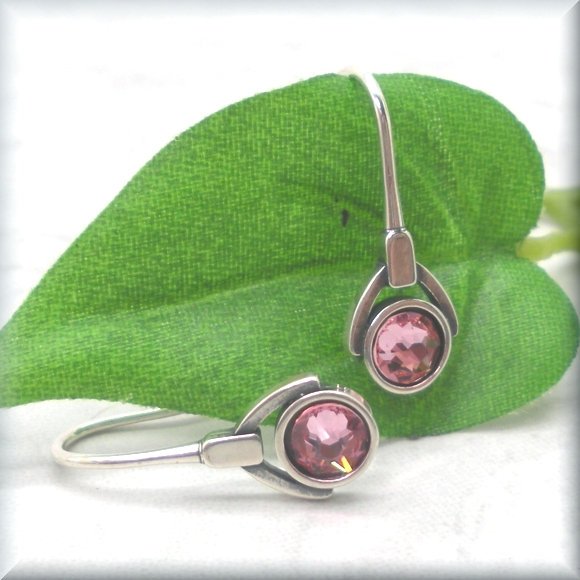 faceted Swarovski light rose crystal earrings by Bonny Jewelry