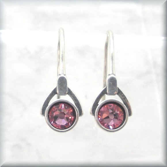 October Crystal Birthstone Earrings - Light Rose