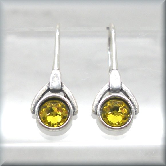 topaz crystal earrings in sterling silver by Bonny Jewelry