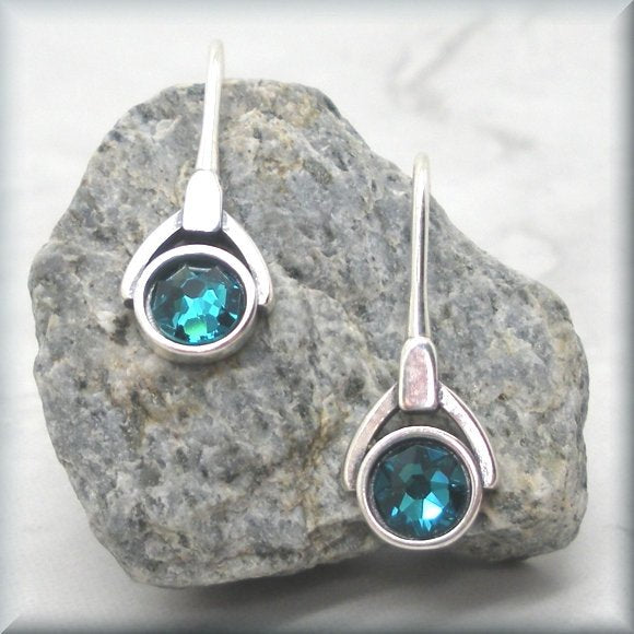 December Crystal Birthstone Earrings - Blue Zircon