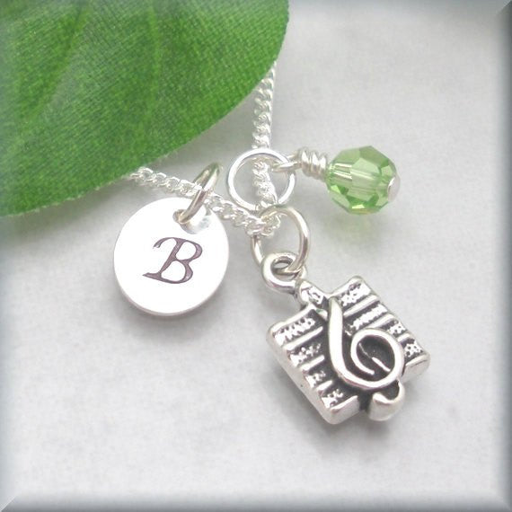 Music Note Necklace - Personalized Birthstone Jewelry
