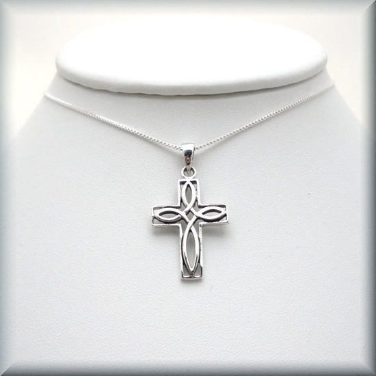 Outlined Celtic Knot Cross Necklace - Irish Jewelry - Bonny Jewelry