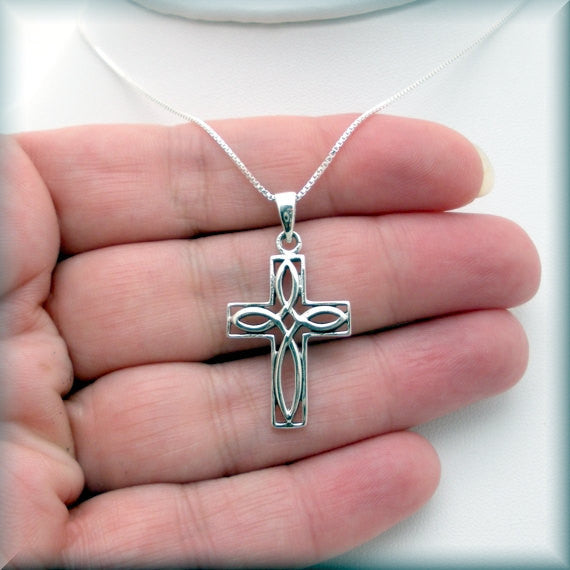 Outlined Celtic Knot Cross Necklace - Irish Jewelry - Bonny Jewelry