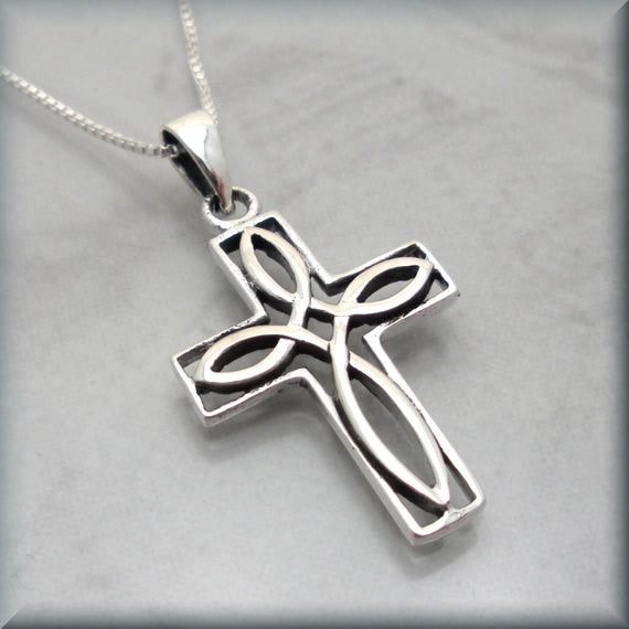 Outlined Celtic Knot Cross Necklace - Irish Jewelry - Bonny Jewelry