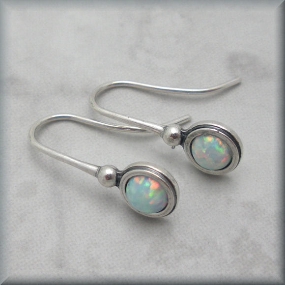 Small White Opal Earrings - October Birthstone - Bonny Jewelry