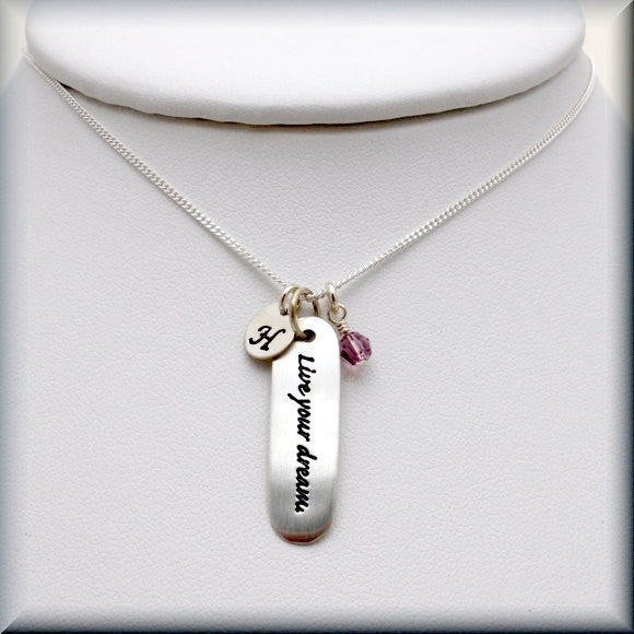 Live Your Dream Birthstone Necklace - Personalized - Bonny Jewelry