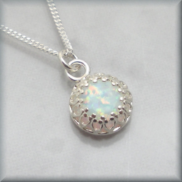 White Opal Necklace - October Birthstone - Bonny Jewelry