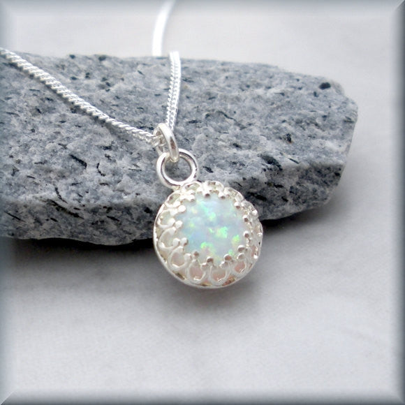 White Opal Necklace - October Birthstone - Bonny Jewelry
