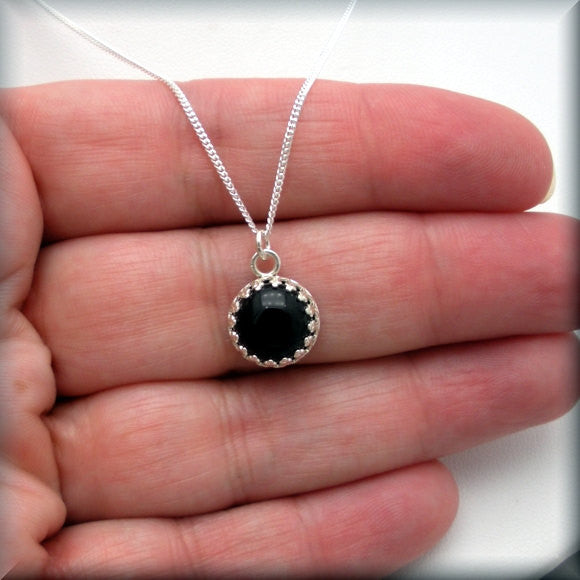 Black Onyx Cabochon Necklace - Gemstone - Bonny Jewelry
