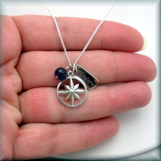 Compass Rose Necklace - Travel Jewelry - Inspirational - Bonny Jewelry