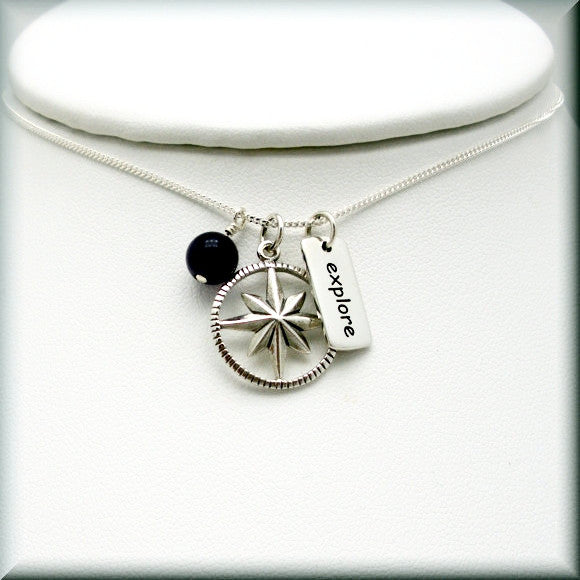 
                  
                    Compass Rose Necklace - Travel Jewelry - Inspirational - Bonny Jewelry
                  
                