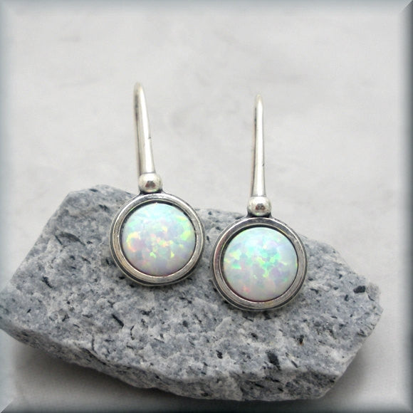 White Opal Earrings - October Birthstone - Bonny Jewelry