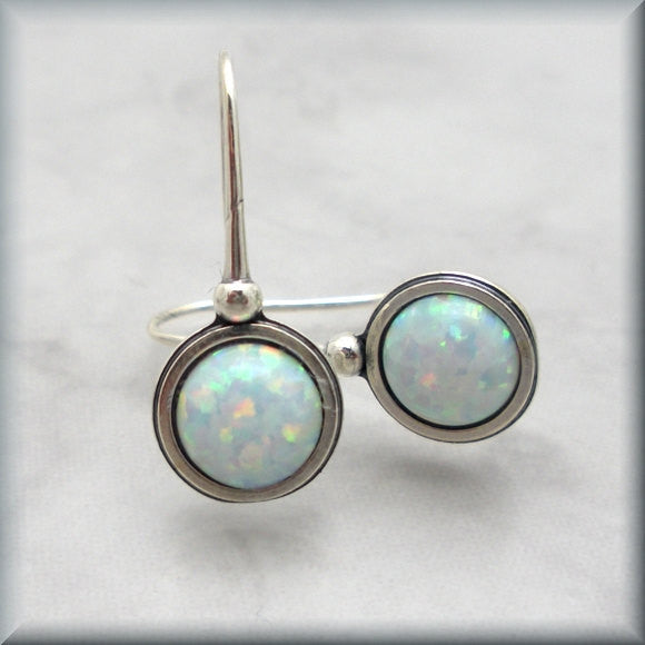 White Opal Earrings - October Birthstone