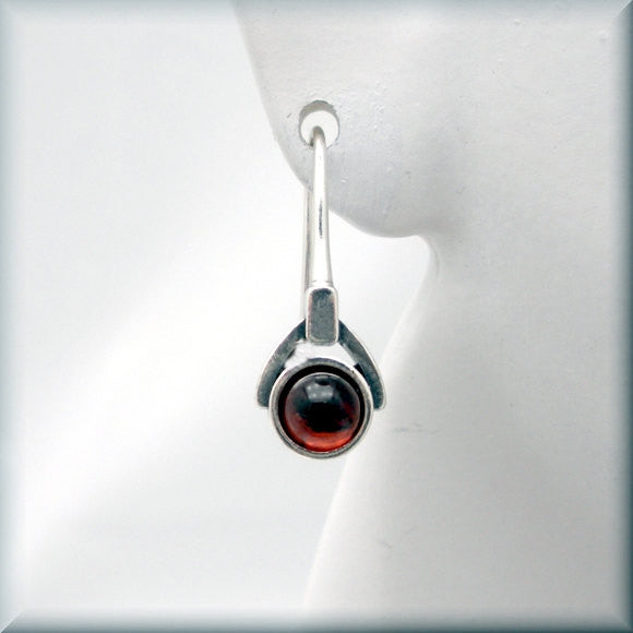Garnet Gemstone Drop Earrings - January Birthstone - Bonny Jewelry